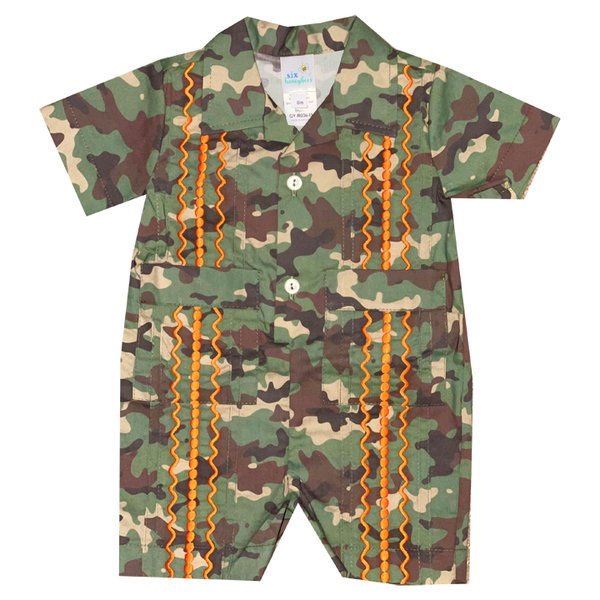 Orange store camo romper