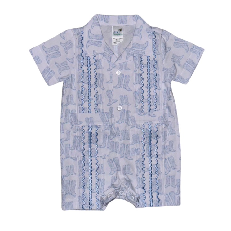 Blue Cowboy Booys Romper