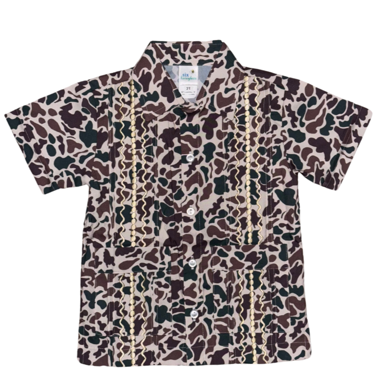 New Camo & Khaki Guayabera Shirt